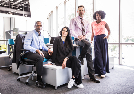 Portrait of diverse professionals in a modern office